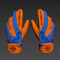 Orange And Blue Football Gloves With Customizable Logo Space And Wave Patterns