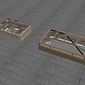 Modern Square Transparent Skylight Structures With Glass Panels On Grey Brick Floor 3d model
