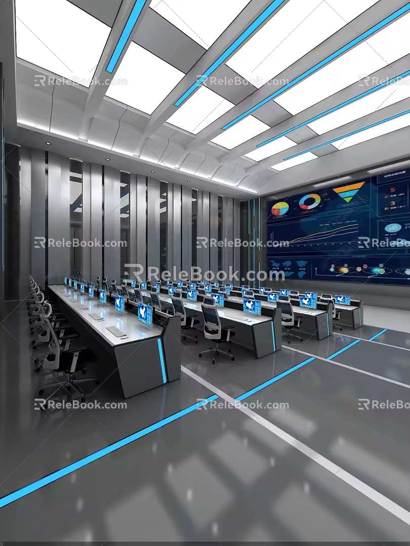 Modern monitoring room operating platform 3d model