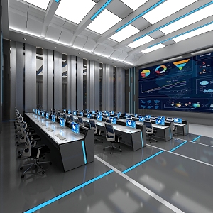 Modern monitoring room operating platform 3d model