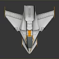 Futuristic Gray And Yellow Aircraft With Sleek Design Angular Wings And Tail Fins