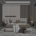 Modern Bedroom Interior Design With Gray Upholstered Headboard Pillows And Zebra Print Rug