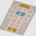 Square Rug With Hopscotch Design Colorful Number Blocks Gray Background White Lines