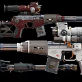Futuristic Sci Fi Firearms With Mechanical Details And Varied Color Designs