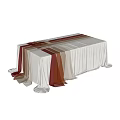 Elegant Dining Table With Soft Beige And Brown Striped Tablecloth Design 3d model