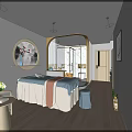Modern SPA Sauna Interior With Massage Bed Plants And Decorative Lighting