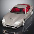 Shiny Silver Sports Car Featuring Red Leather Seats Sleek Aerodynamic Body And Reflective Exterior Surface