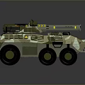 Six Wheeled Military Tank Featuring Camouflage Design And Top Mounted Weapon System