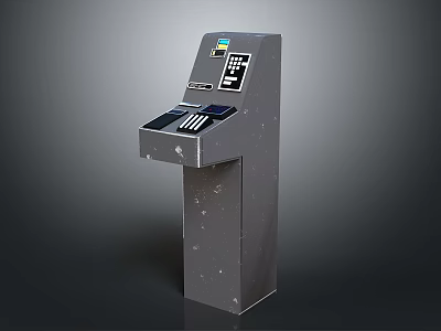 Modern Gray Standing Storage Cabinet With Screen And Control Buttons 3d model