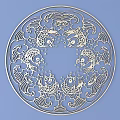 Circular Carving With Fish And Wave Patterns Traditional Decorative Artwork Design 3d model