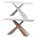 Modern Functional Desk with X Shaped Wooden Legs and Smooth Marble Top Surface