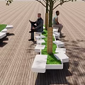 Modern tree pool tree pool seat 3d model