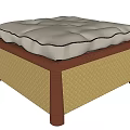 Comfortable Lazy Sofa with Beige Cushion Wooden Frame and Woven Sides Design