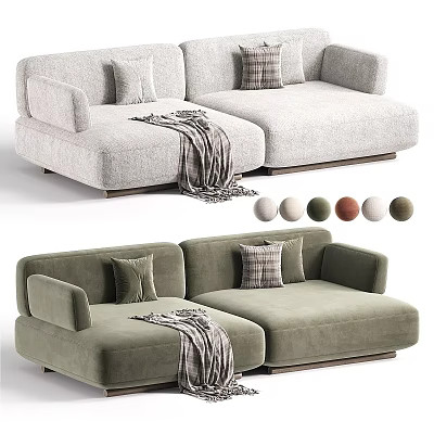 Modern Sectional Sofa with Multiple Color Options Throw Pillows and Cozy Blanket 3d model