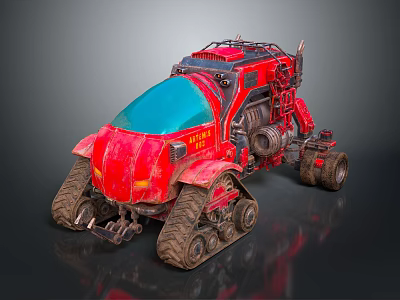 Red Tracked Utility Vehicle With Heavy Duty Rugged Design For Off Road Tasks 3d model