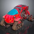 Red Tracked Utility Vehicle With Heavy Duty Rugged Design For Off Road Tasks