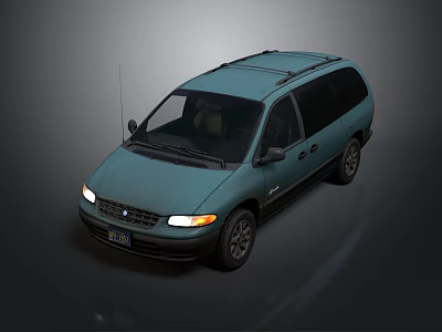 Light Blue Minivan With Roof Rack Front Headlights And Family Vehicle Design 3d model