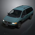 Light Blue Minivan With Roof Rack Front Headlights And Family Vehicle Design