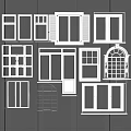 Various White Window Designs With Different Shapes And Sizes For Homes 3d model