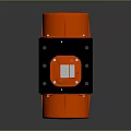 Orange And Black Industrial Vibrating Motor With Metal Housing And Mounting Parts