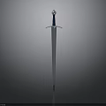 Medieval Silver Sword With Decorative Hilt And Ornamental Pommel On Dark Background