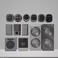 Various Modern Front Load Washing Machines With Different Styles And Designs 3d model