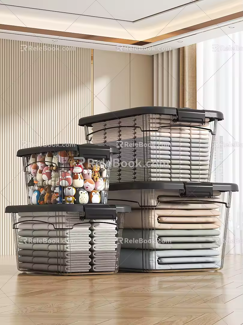 Transparent Storage Box Folding Quilt Folding Clothes Doll Toy Floor Screen Window 3d model