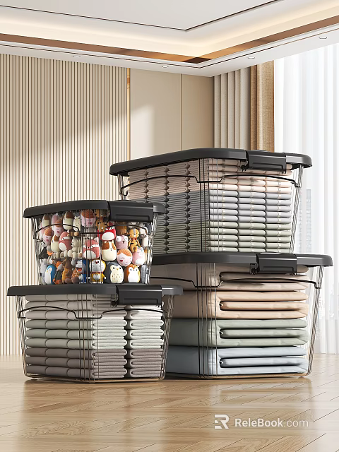 Stackable Storage Boxes With Lids For Efficient Home Clothes Organization And Storage 3d model 