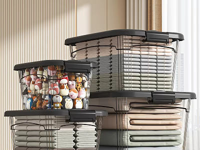 Stackable Storage Boxes With Lids For Efficient Home Clothes Organization And Storage 3d model