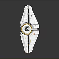 Silver White Spaceship Model With Golden Ring Structure And Streamlined Design 3d model