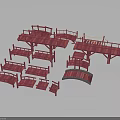 Pink Scene Components Collection Featuring Various Bridges And Platforms Design