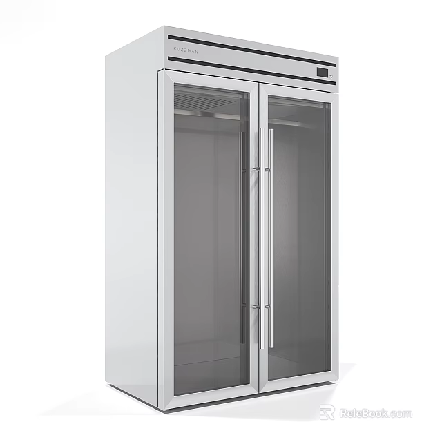 Commercial Double Glass Door Refrigerator With Stainless Steel Body And Transparent Doors 3d model 