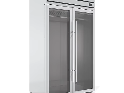 Commercial Double Glass Door Refrigerator With Stainless Steel Body And Transparent Doors 3d model
