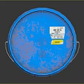 Durable Blue Industrial Bucket With Metal Handle And Warning Label