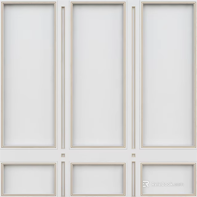 Clean White Paneled Wall Design With Elegant Vertical And Horizontal Lines 3d model 