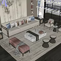 New Chinese Sofa Coffee Table Combination 3d model