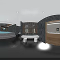 Modern SPA Sauna Interior Design With Stone Walls Ambient Lighting And TV Screen