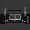 Stylish Orange Customized Truck With Large Wheels Exposed Engine And Open Bed Design