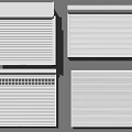White Roller Shutter Varieties Featuring Different Top Designs And Grid Structures 3d model
