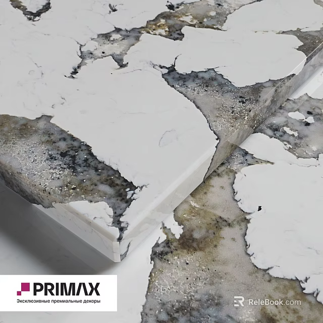 Elegant White Marble Countertop With Natural Gray Veins And Smooth Surface 3d model 