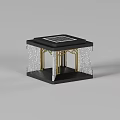 Outdoor Light With Solar Panel Top Golden Frame And Decorative String Lighting 3d model