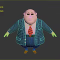 Chubby Man In Blue Suit Pink Shirt Red Striped Tie Wearing Sunglasses