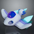 Futuristic White Purple Aircraft Toy With Transparent Blue Cockpit And Glowing Wings