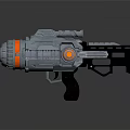 Futuristic Sci Fi Weapon With Metallic Design Glowing Orange Ring Mechanical Structure And Scope 3d model