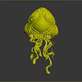 Colorful Jellyfish With Turquoise Purple Yellow Body And Green Yellow Flowing Tentacles