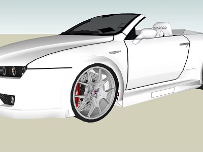 White Convertible Sports Car With Red Brake Calipers And Stylish Silver Wheels 3d model