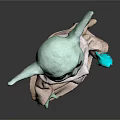 Baby Yoda Toy With Green Skin Brown Robe White Scarf And Green Creature