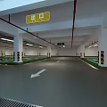 Indoor Parking Garage With Entrance Sign Directional Arrows And Lane Markings