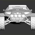Futuristic Gray Off Road Vehicle Model With Large Tires And Front Grill Design