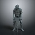3D Model Of Worker Wearing Safety Helmet And Work Uniform Holding Tool On Gray Background